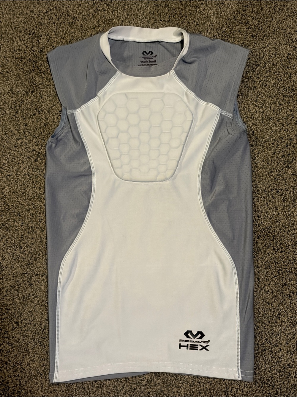 McDavid HEX Padded Youth Compression Sleeveless Shirt - White & Gray (XS)